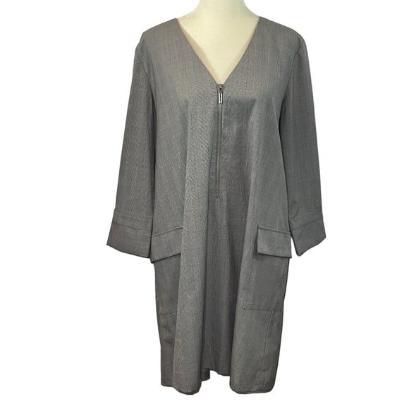 Zara Dresses & Skirts - Like new ZARA Classic Black Gray White Houndstooth Shift Dress Size 12
